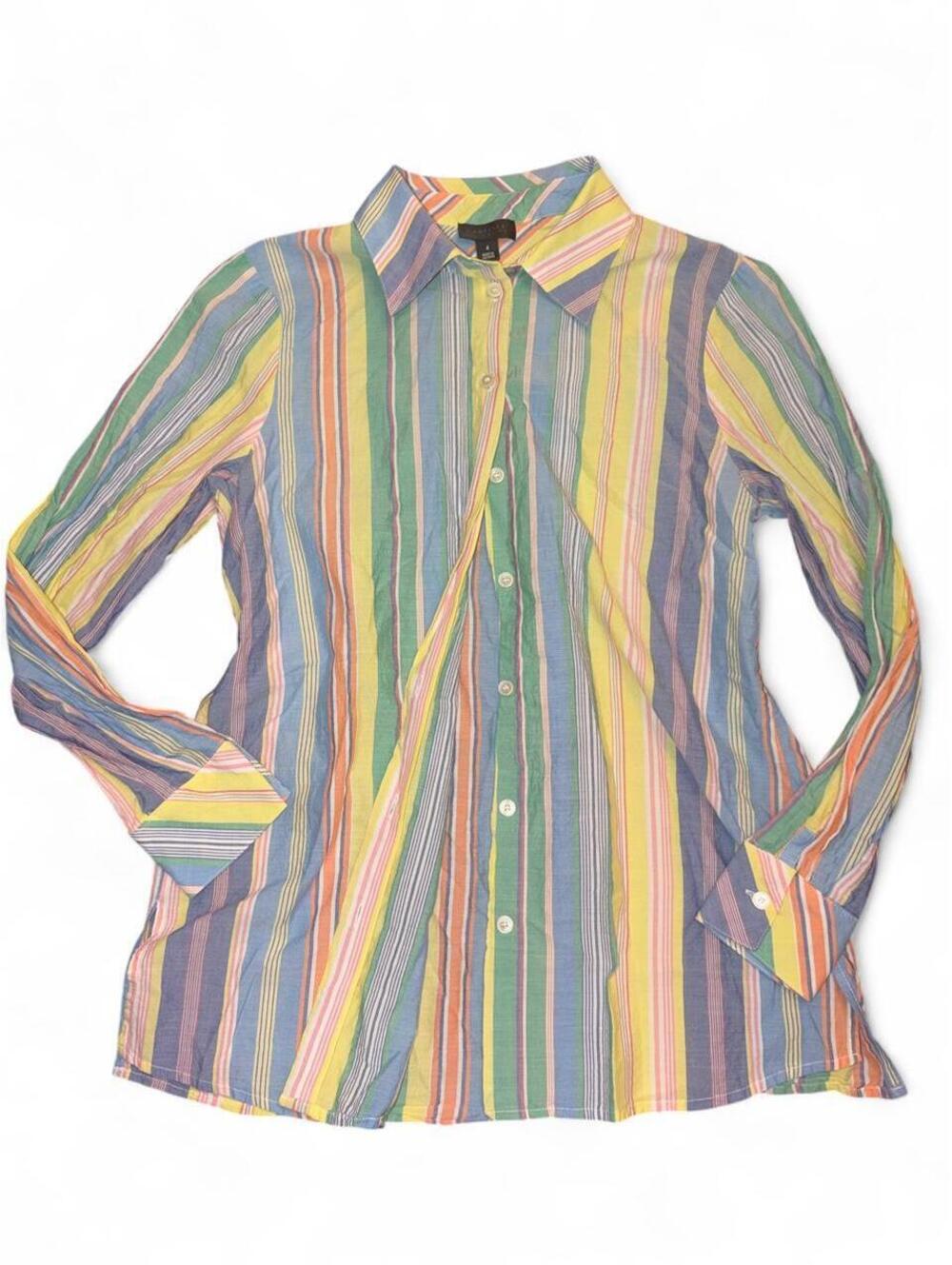 Luxury Carlisle collection striped/colorblock button-down